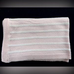 Pottery Barn Kids Viscose Baby Blanket Pink White Stripe Lovey Soft 30 x 40